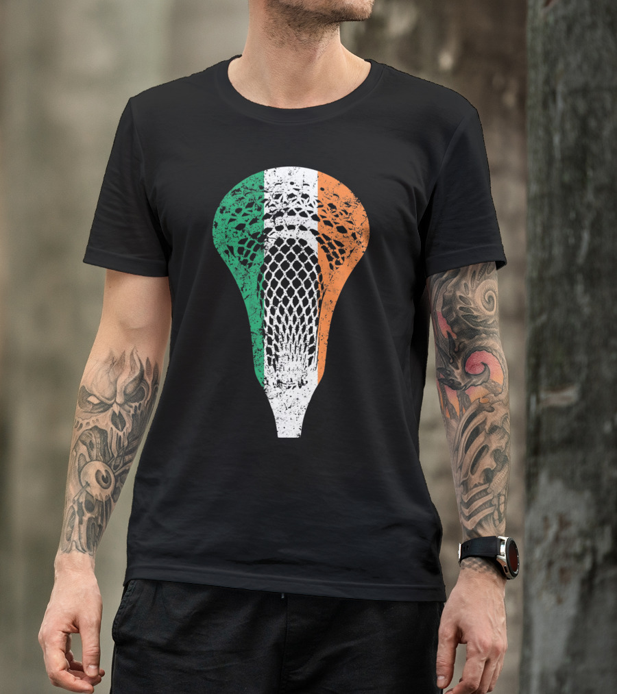 Irish Lacrosse Ireland Tricolor Lacrosse Stick Net T-Shirt