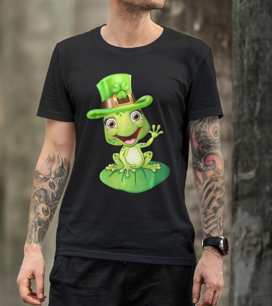 St. Patrick's Day Cute Frog In Green Hat T-Shirt