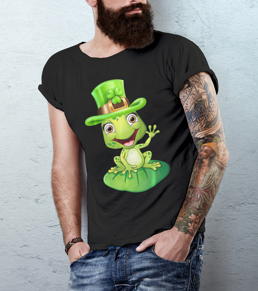 St. Patrick's Day Cute Frog In Green Hat T-Shirt