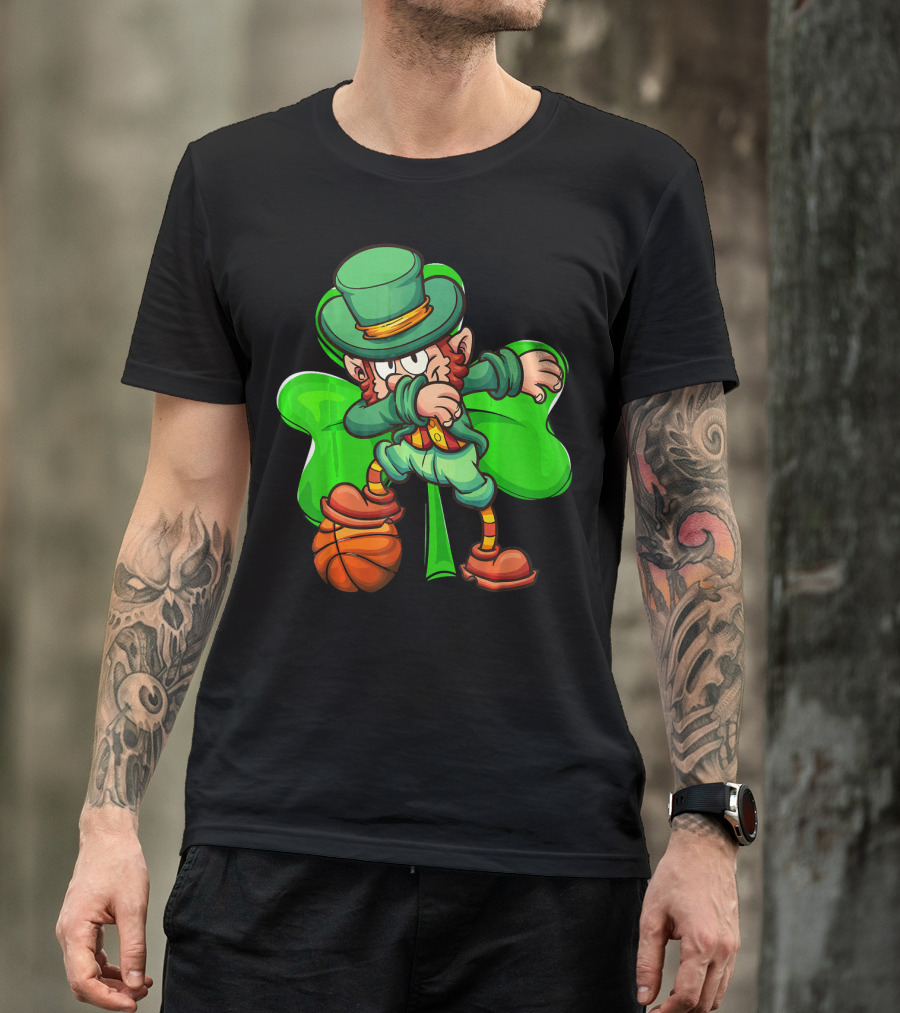 Dabbing Leprechaun With Basketball And Shamrock T-Shirt