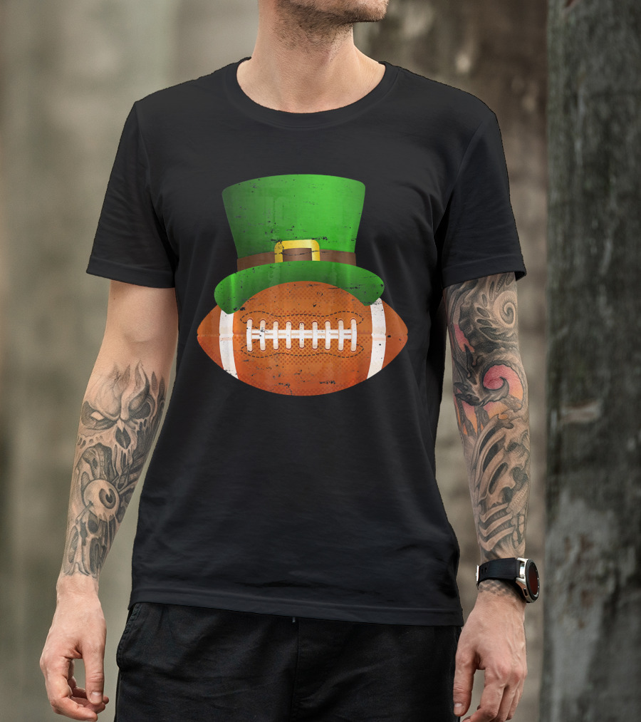 Funny St Patricks Leprechaun Football Hat Luck T-Shirt