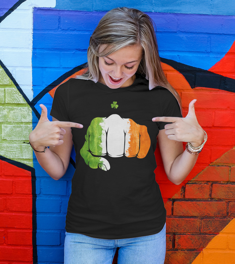 Irish Fighting Fist With Tricolor And Shamrock Mixed Martial Arts T-Shirt