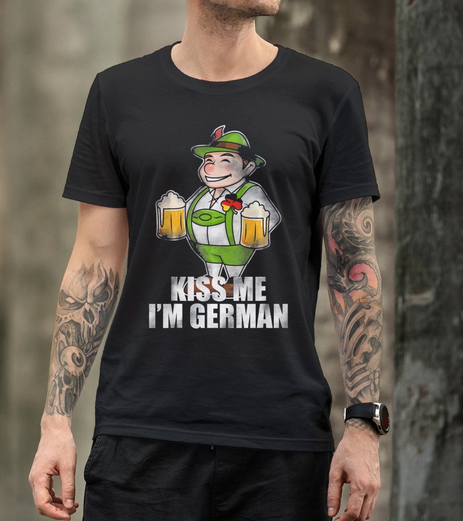 Kiss Me I'm German St Patrick's Day Lederhosen Beer T-Shirt