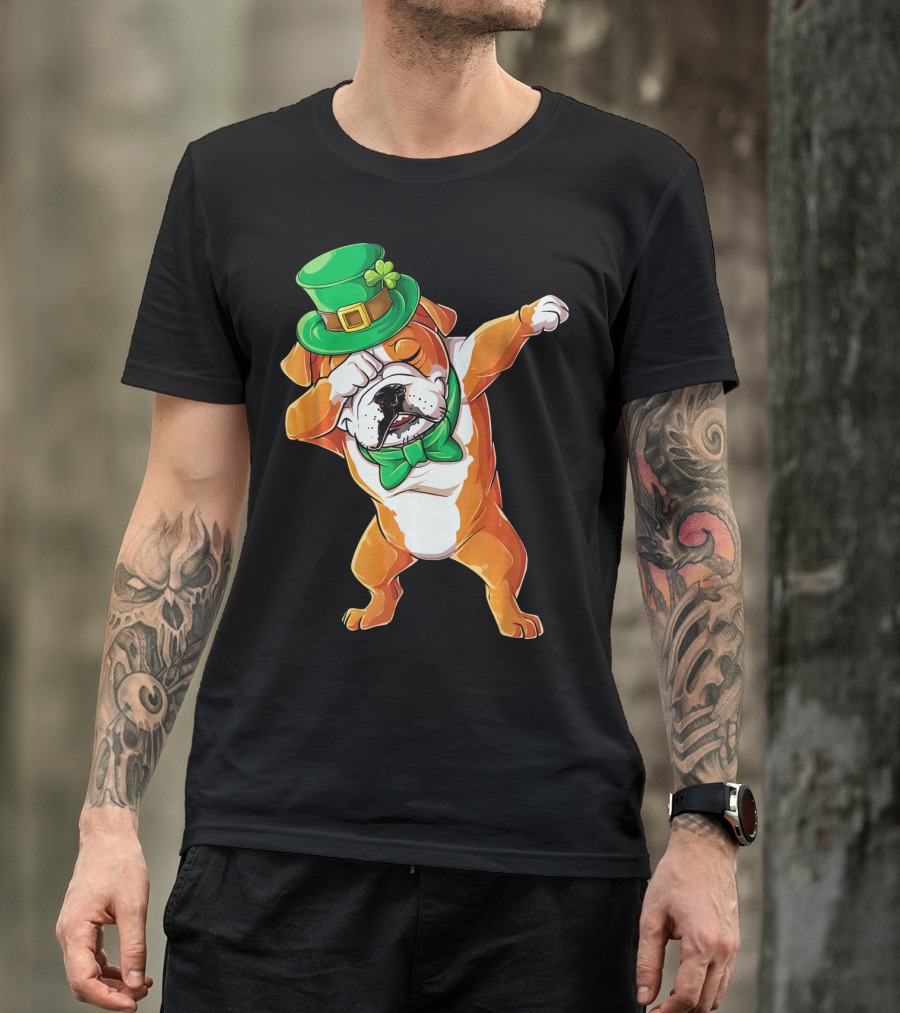 St. Patrick's Day Dabbing English Bulldog T-Shirt