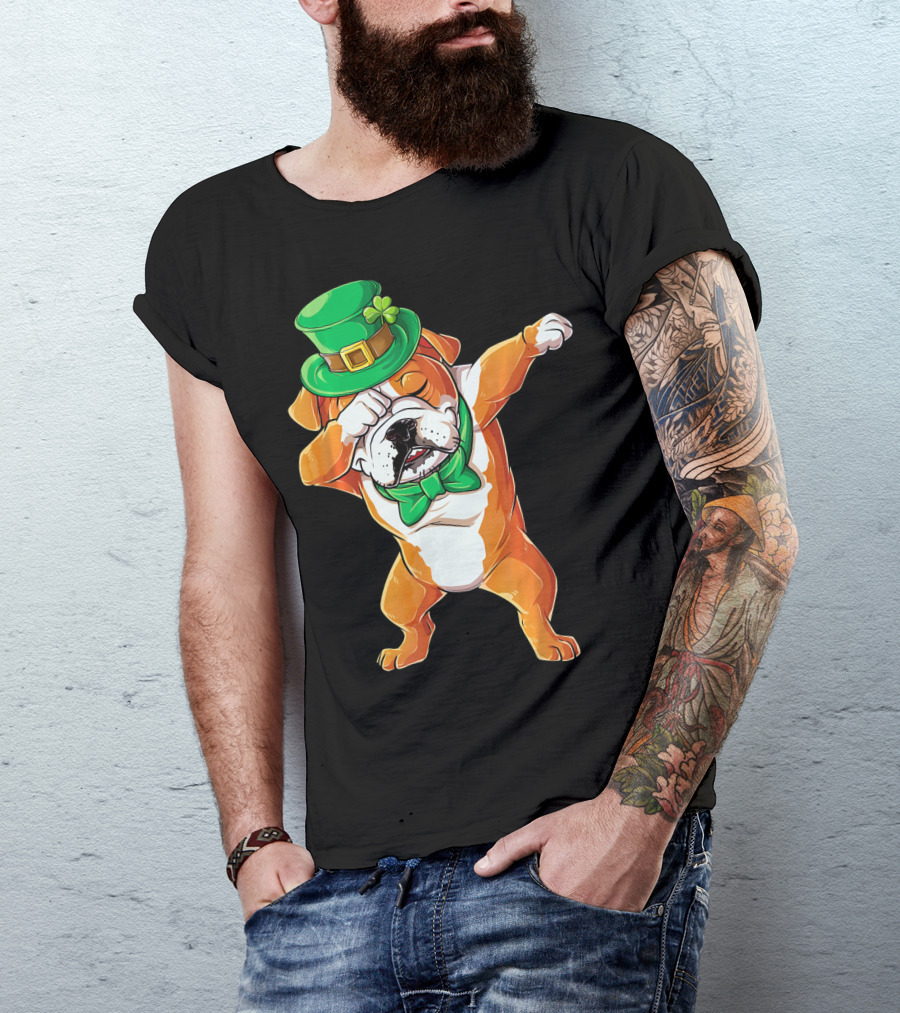 St. Patrick's Day Dabbing English Bulldog T-Shirt