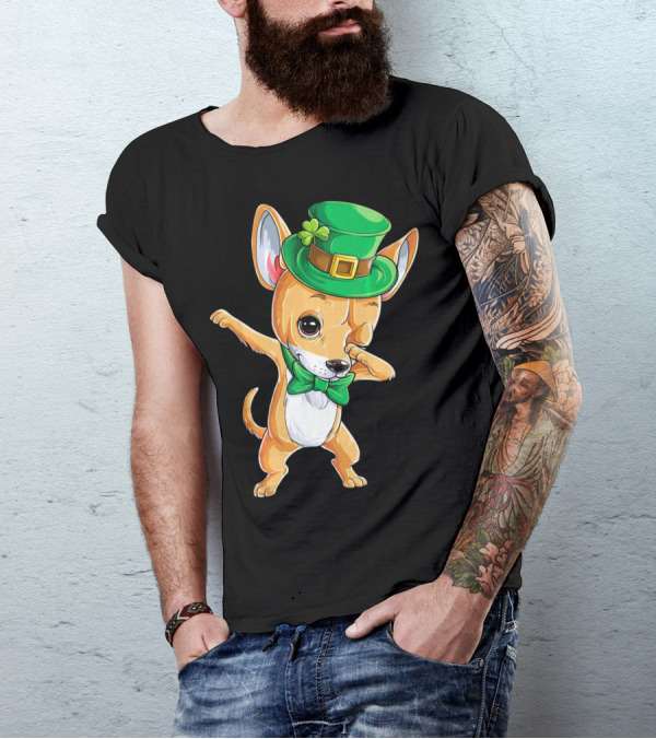 St. Patrick's Day Dabbing Chihuahua Leprechaun Hat T-Shirt