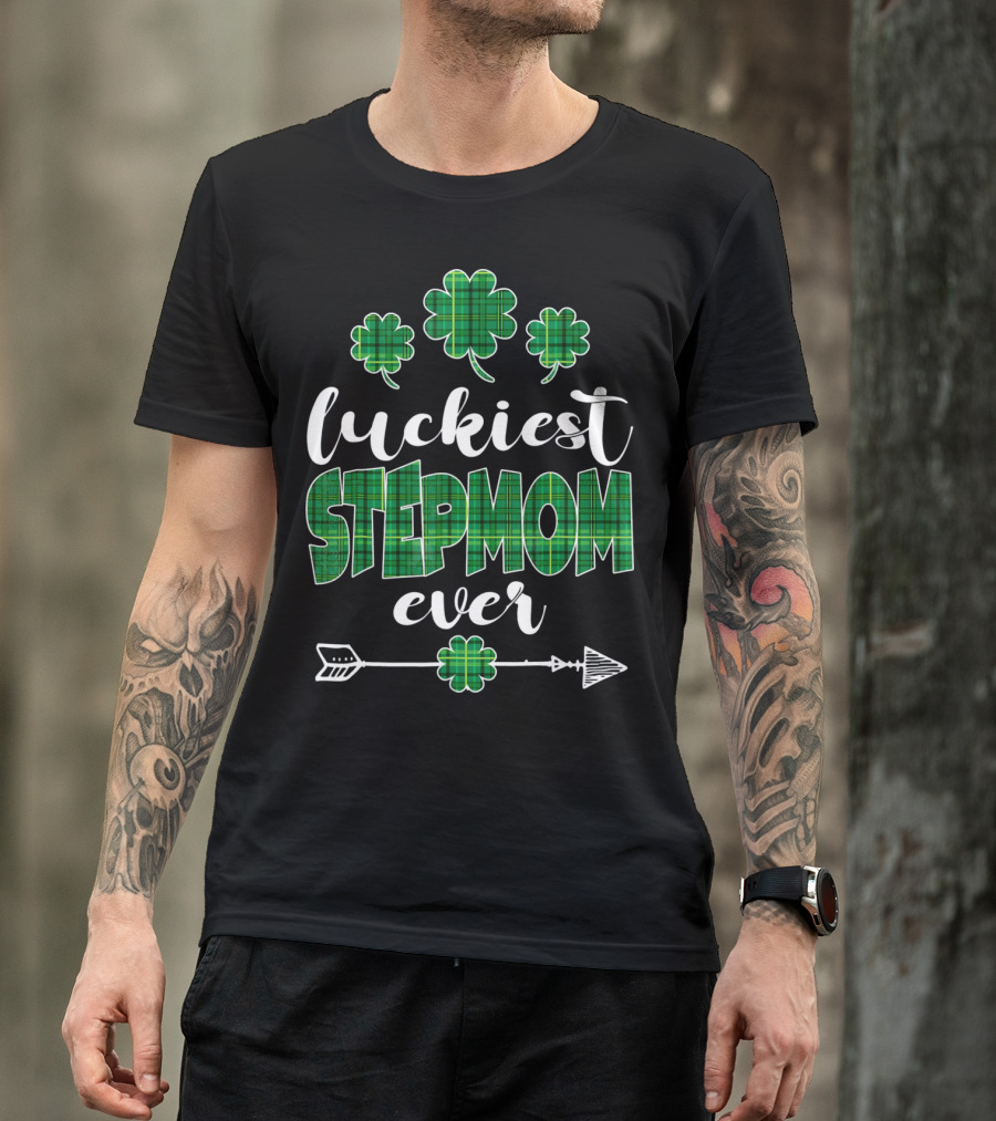 Luckiest Stepmom Ever Irish Stepmom Bear Matching St Patricks T-Shirt