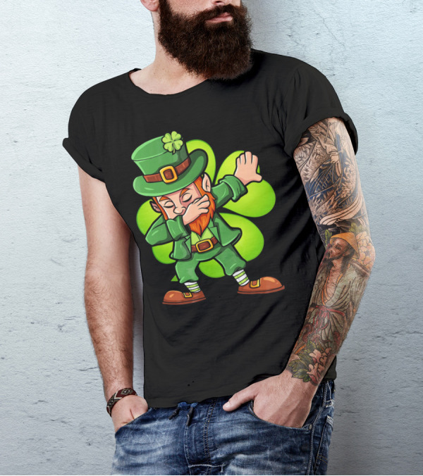 Dabbing Leprechaun With Clover St Patrick's Day Luck T-Shirt
