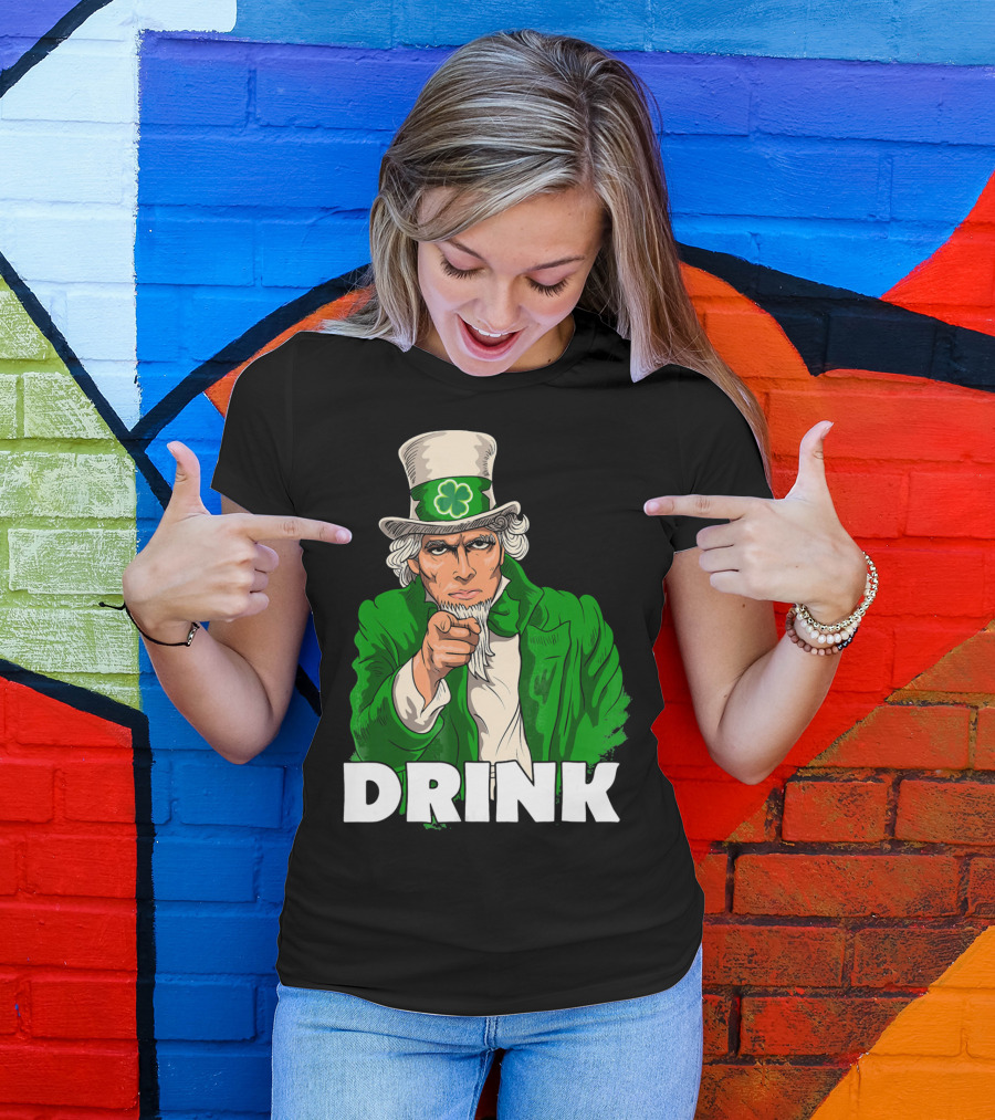 Irish Leprechaun Uncle Sam St Patricks Drink T-Shirt