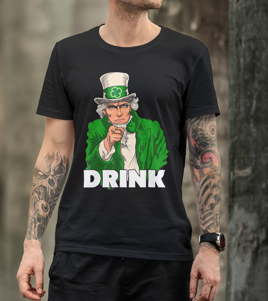 Irish Leprechaun Uncle Sam St Patricks Drink T-Shirt