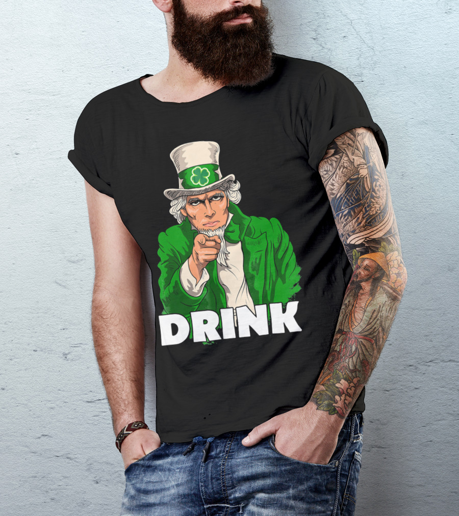 Irish Leprechaun Uncle Sam St Patricks Drink T-Shirt