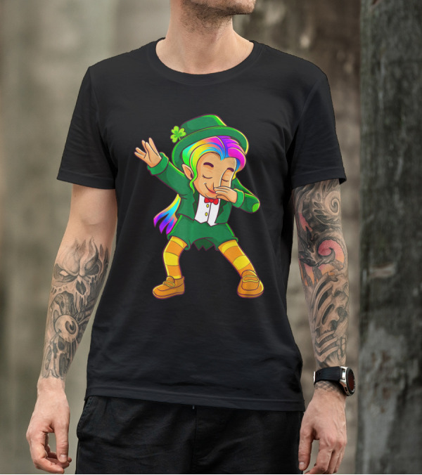 Dabbing Rainbow Leprechaun Girl St Patrick's Day T-Shirt