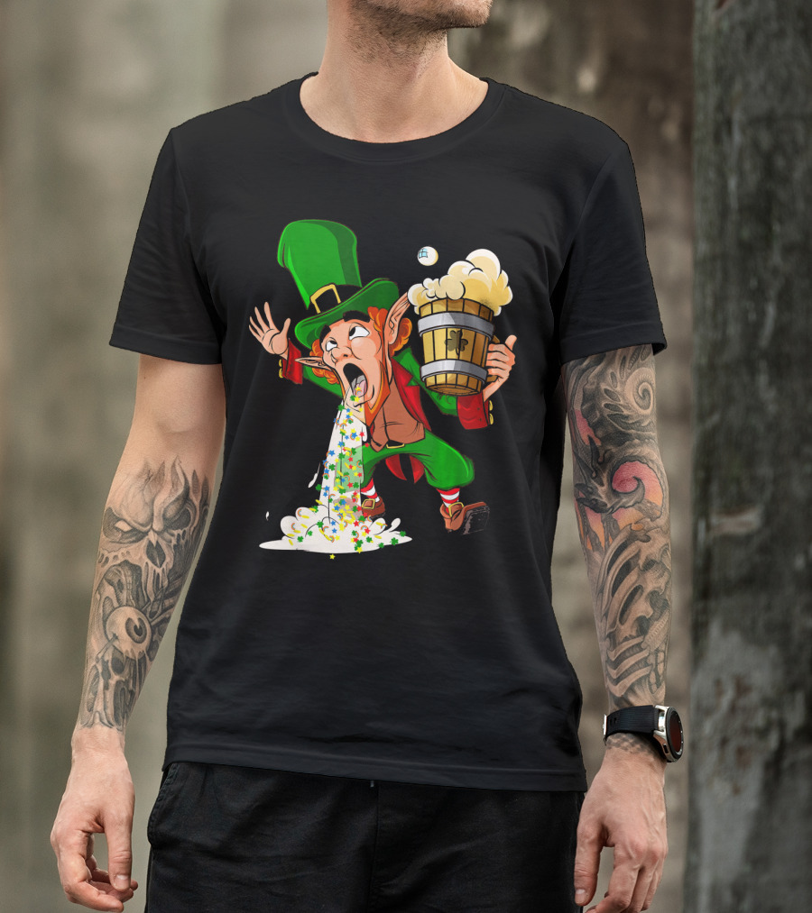Funny Puking Leprechaun St Patrick's Day Beer T-Shirt