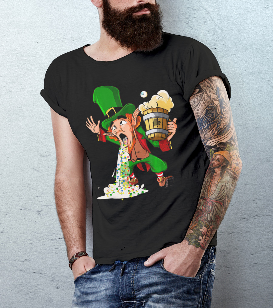 Funny Puking Leprechaun St Patrick's Day Beer T-Shirt