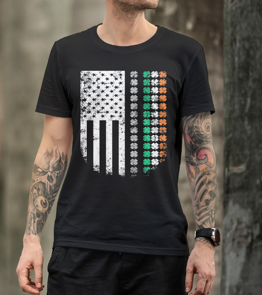 St Patricks Day Shamrock Flag Irish American T-Shirt