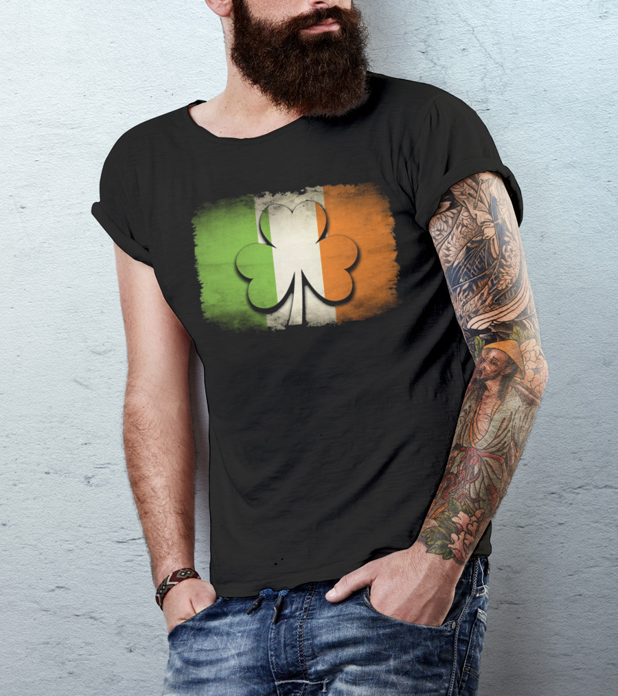 Irish Shamrock Flag Tricolor Emblem T-Shirt