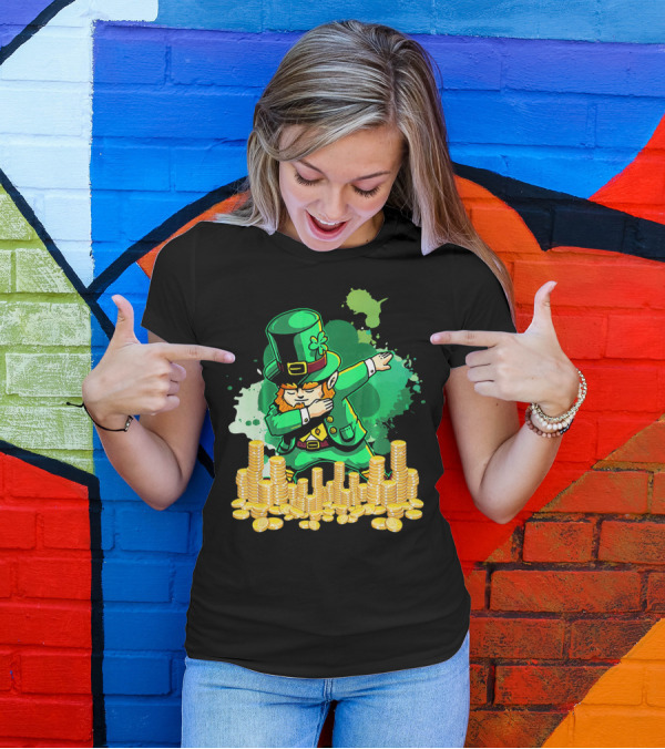 Dabbing Leprechaun And Gold Coins St. Patty's Day T-Shirt