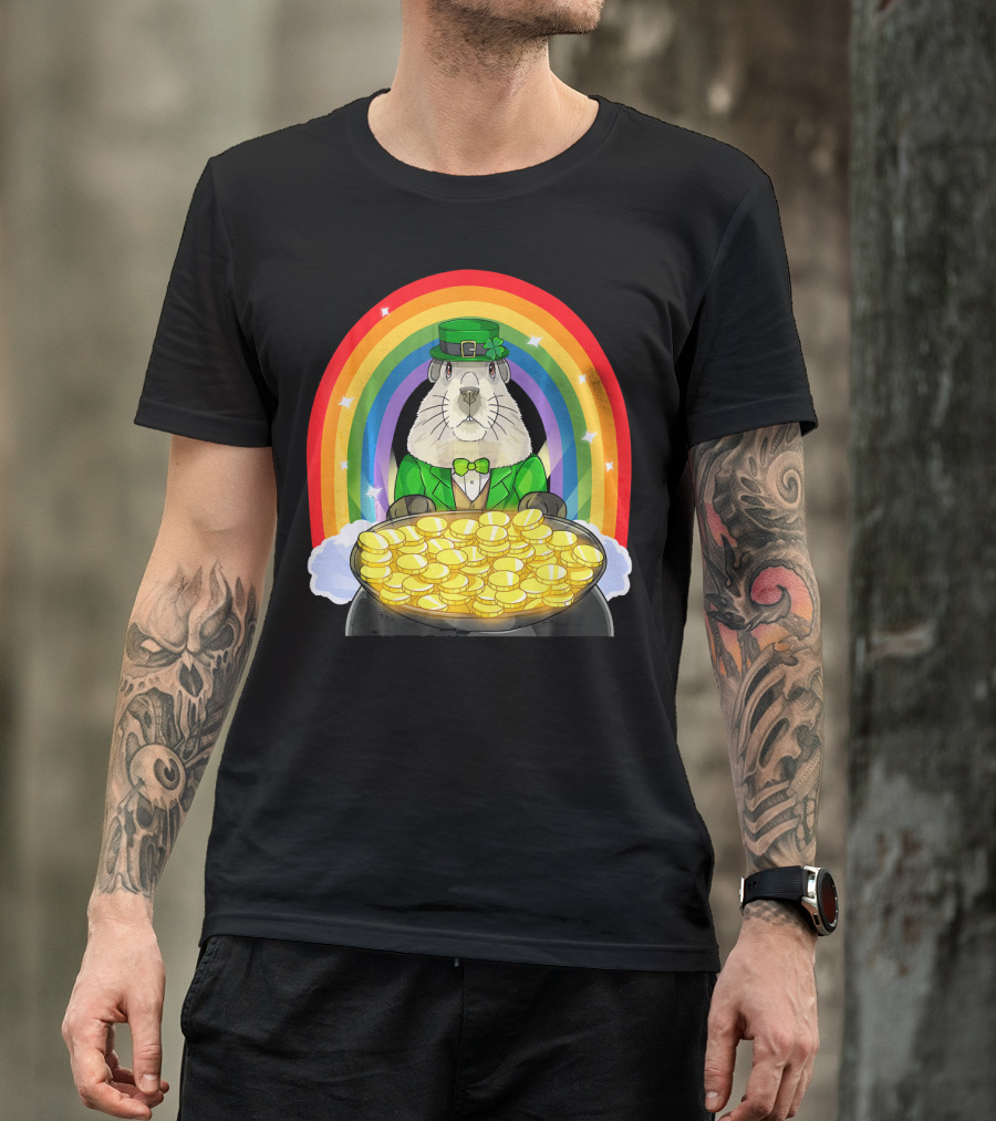 Groundhog Leprechaun Rainbow Gold St. Patrick's Day T-Shirt