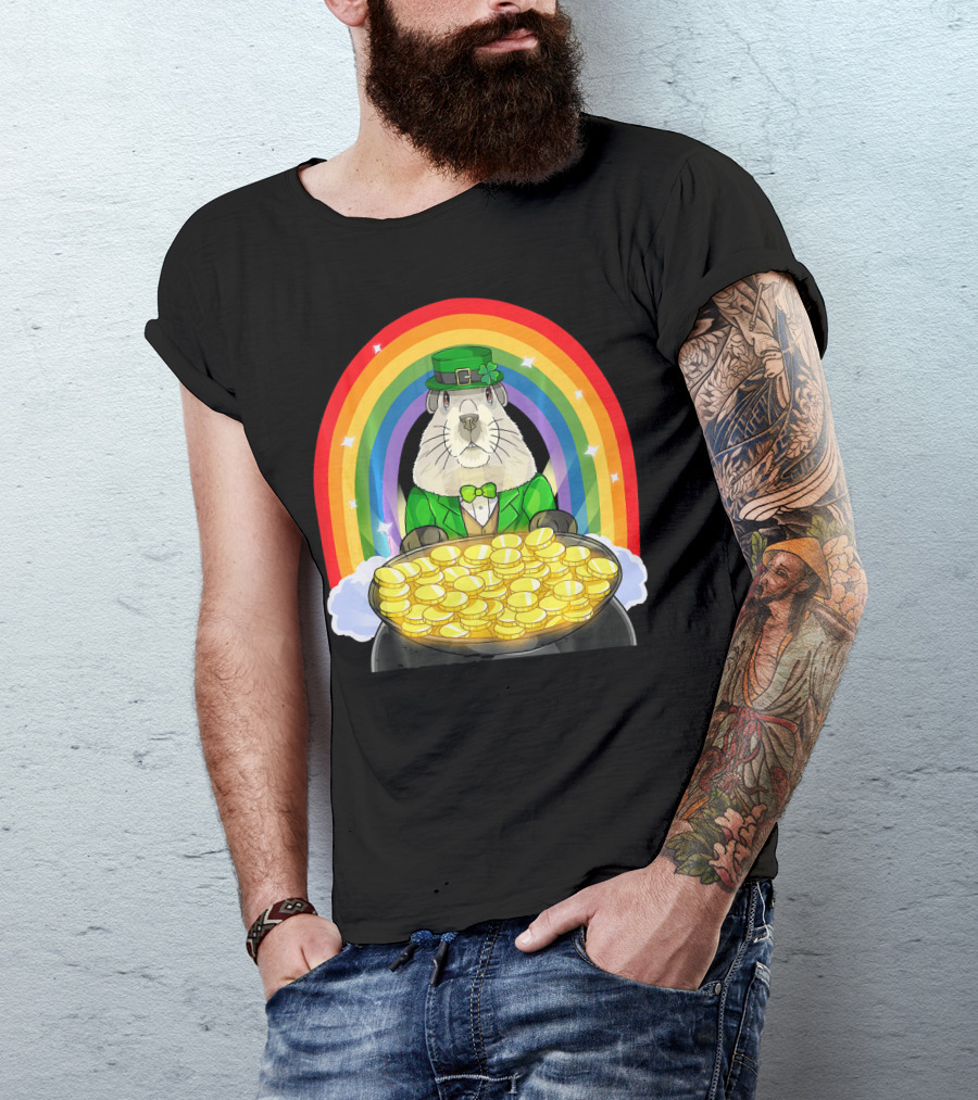 Groundhog Leprechaun Rainbow Gold St. Patrick's Day T-Shirt