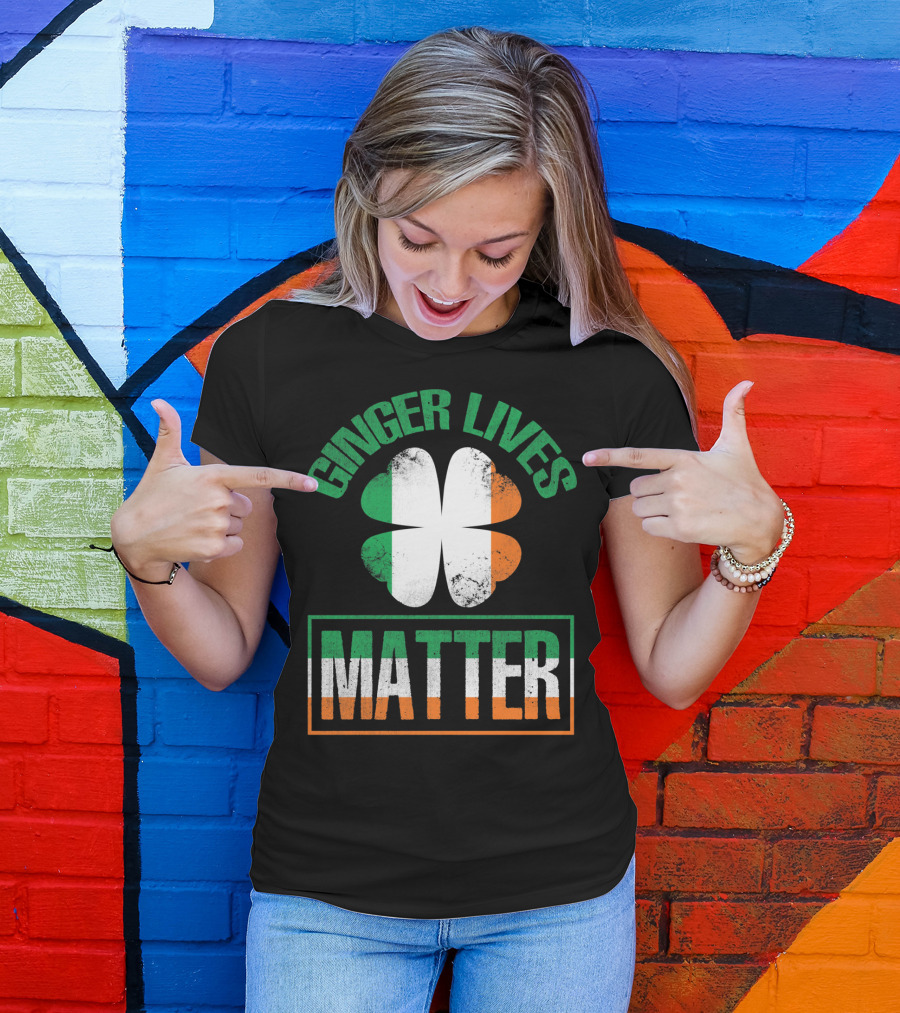 Ginger Lives Matter Irish Flag Shamrock T-Shirt
