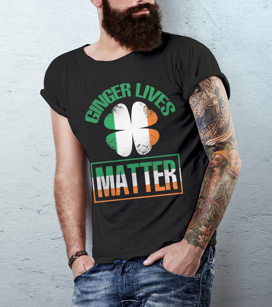 Ginger Lives Matter Irish Flag Shamrock T-Shirt