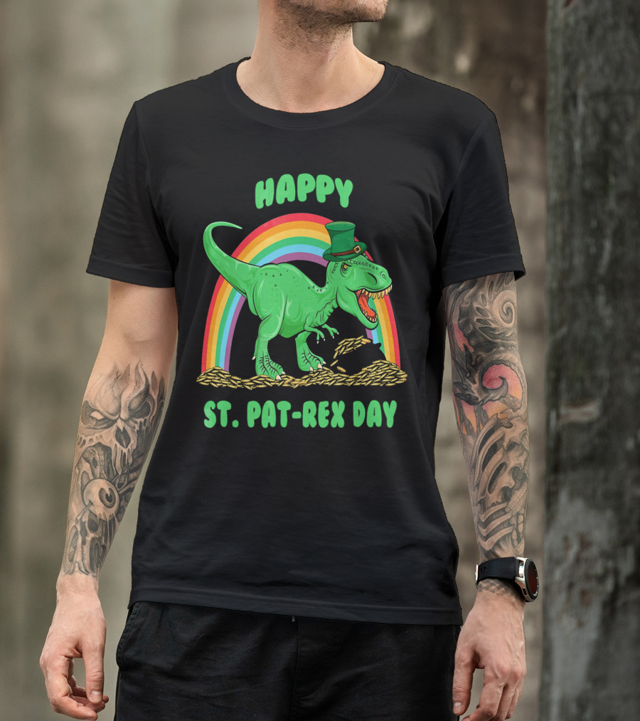 Happy St. Pat-Rex Day Rainbow Dinosaur T-Shirt
