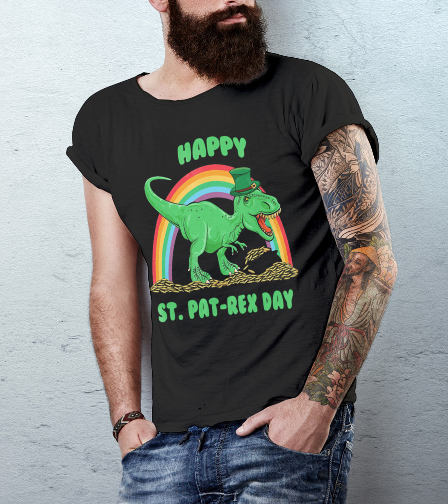 Happy St. Pat-Rex Day Rainbow Dinosaur T-Shirt
