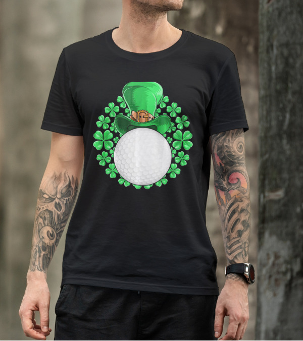 St Patricks Day Golfing Shamrock Hat Golf Ball T-Shirt