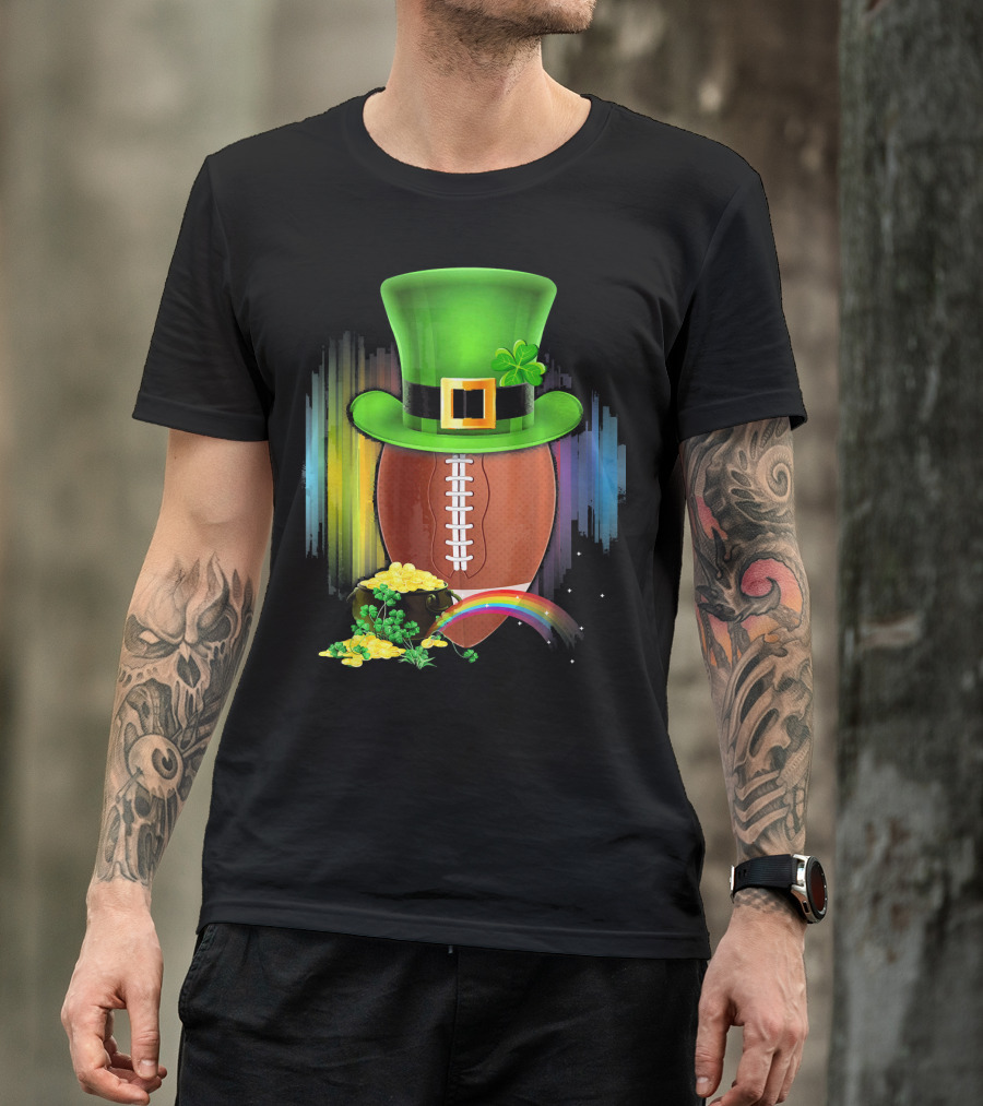 Saint Patricks Day Rugby Leprechaun Coin Rainbow T-Shirt