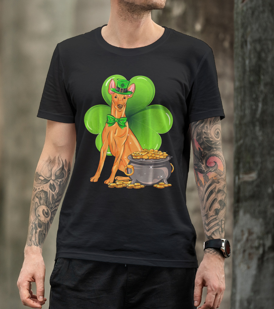 Pharaoh Hound St Patricks Day Leprechaun Clover Pot Of Gold T-Shirt