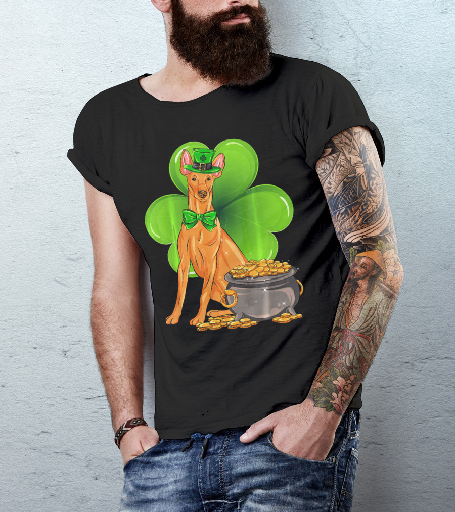 Pharaoh Hound St Patricks Day Leprechaun Clover Pot Of Gold T-Shirt