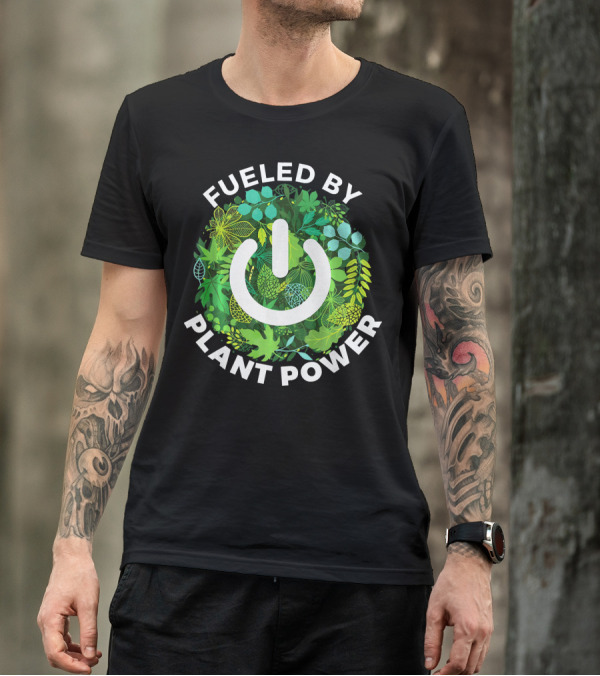 Fueled By Plant Power Eco Energy Symbol Vegetarian T-Shirt