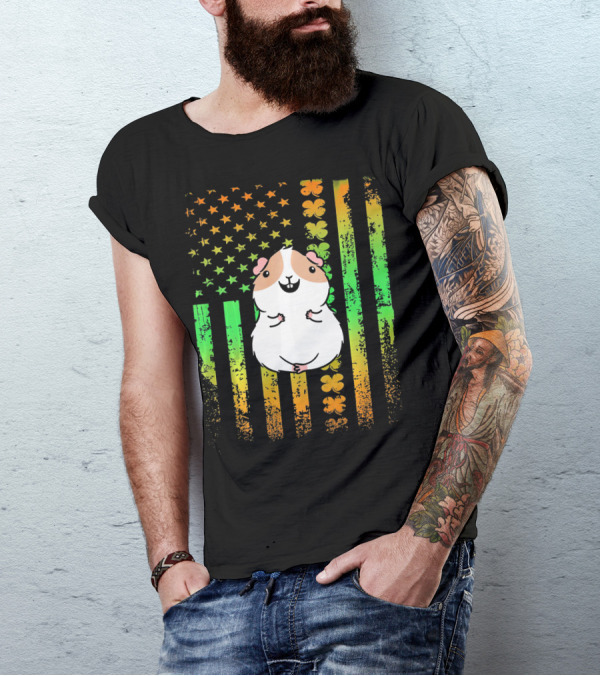 Guinea Pig American Flag Clover Theme Patriotic T-Shirt