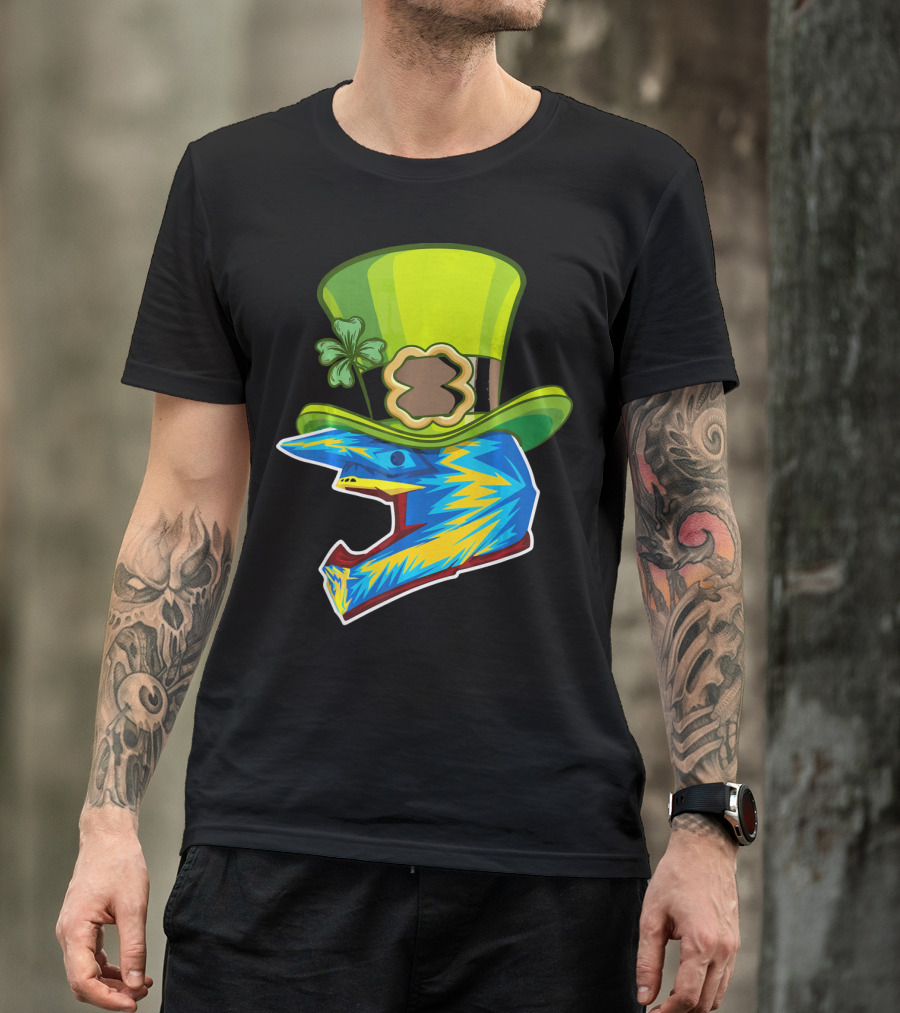 Motocross Leprechaun Shamrock Helmet T-Shirt