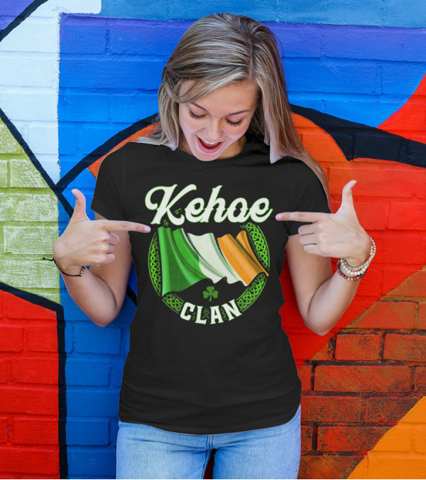 Kehoe Clan Irish Last Name Ireland Flag Shamrock T-Shirt