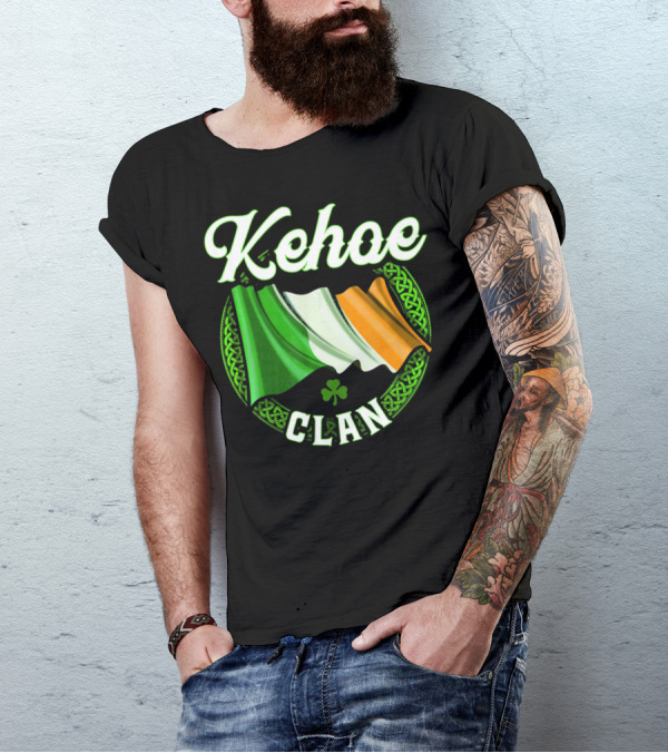 Kehoe Clan Irish Last Name Ireland Flag Shamrock T-Shirt