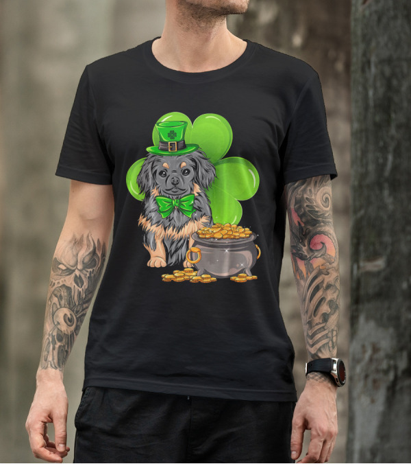 Pekingese St Patricks Day Leprechaun Dog Clover Hat Pot Of Gold T-Shirt
