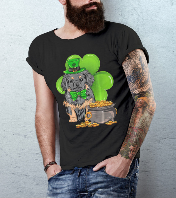 Pekingese St Patricks Day Leprechaun Dog Clover Hat Pot Of Gold T-Shirt