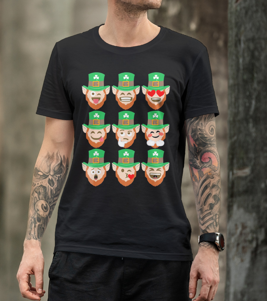 St. Patrick Day Emoji Funny Leprechaun Expressions T-Shirt