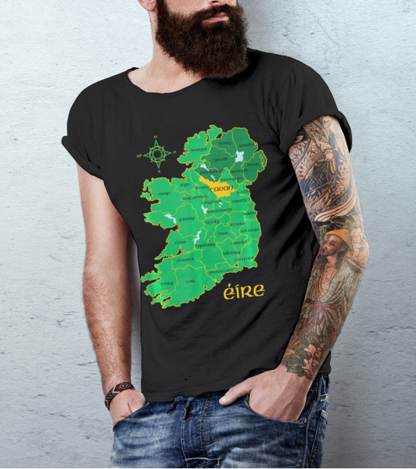 Cavan Éire Irish County Map Ireland T-Shirt