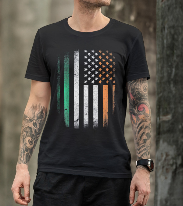 Irish Roots American Born Flag Fusion Ireland USA T-Shirt