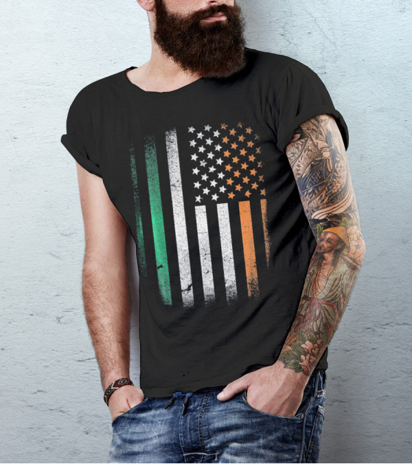 Irish Roots American Born Flag Fusion Ireland USA T-Shirt