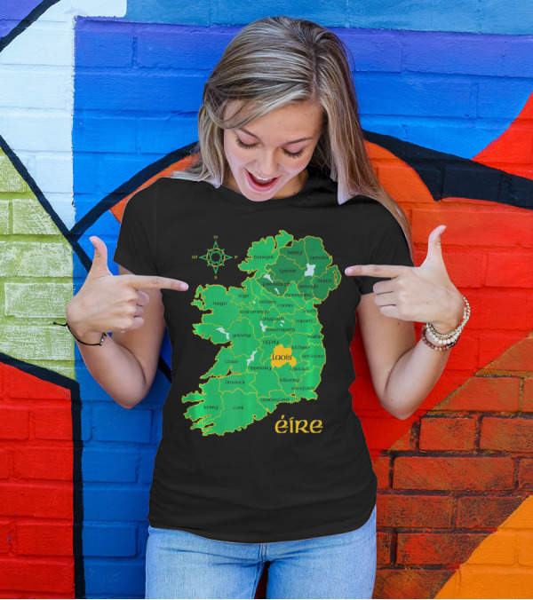 Laois Éire Ireland Irish County Map Compass T-Shirt