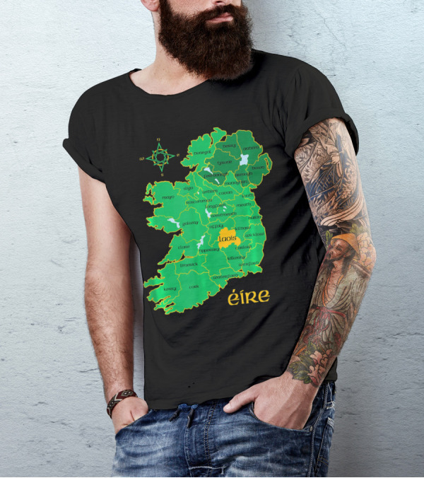 Laois Éire Ireland Irish County Map Compass T-Shirt