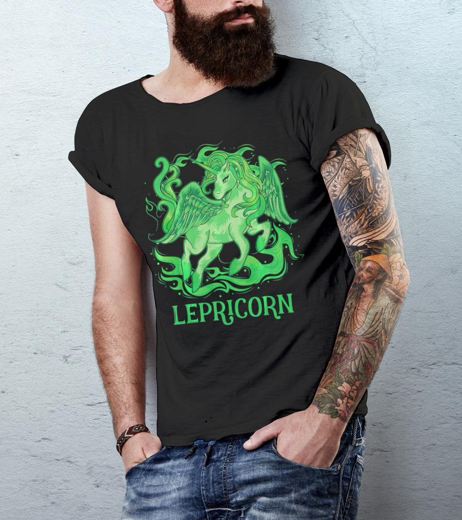Lepricorn Green Unicorn With Wings T-Shirt