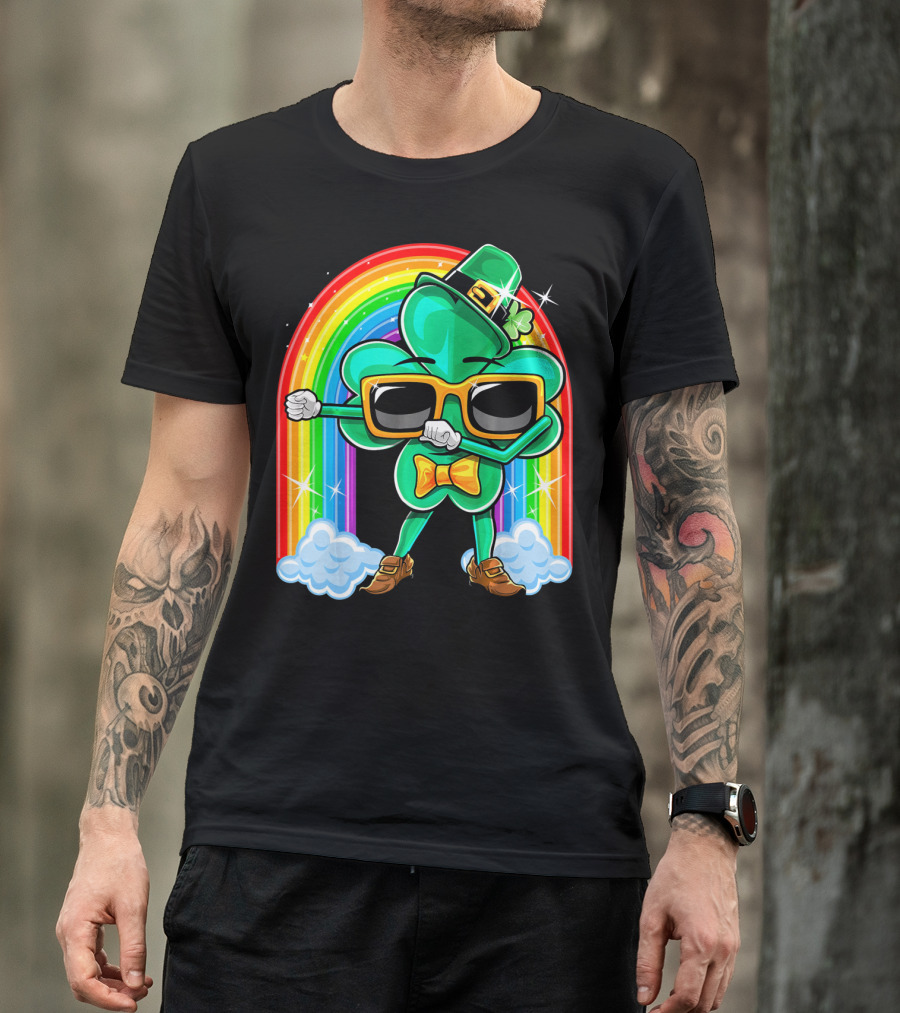 Flossing Shamrock St. Patricks Day Rainbow T-Shirt