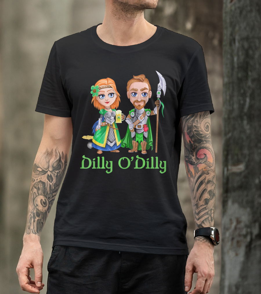 St. Patricks Day Dilly O'Dilly With Fantasy Characters And Shamrock Ale T-Shirt