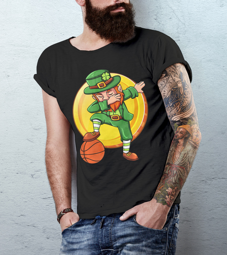 Dabbing Leprechaun Basketball St Patrick Coin T-Shirt