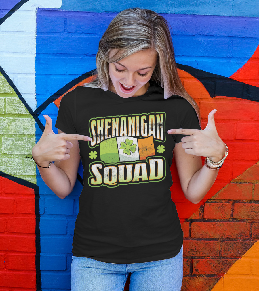 Shenanigan Squad Irish Flag Clover Retro T-Shirt