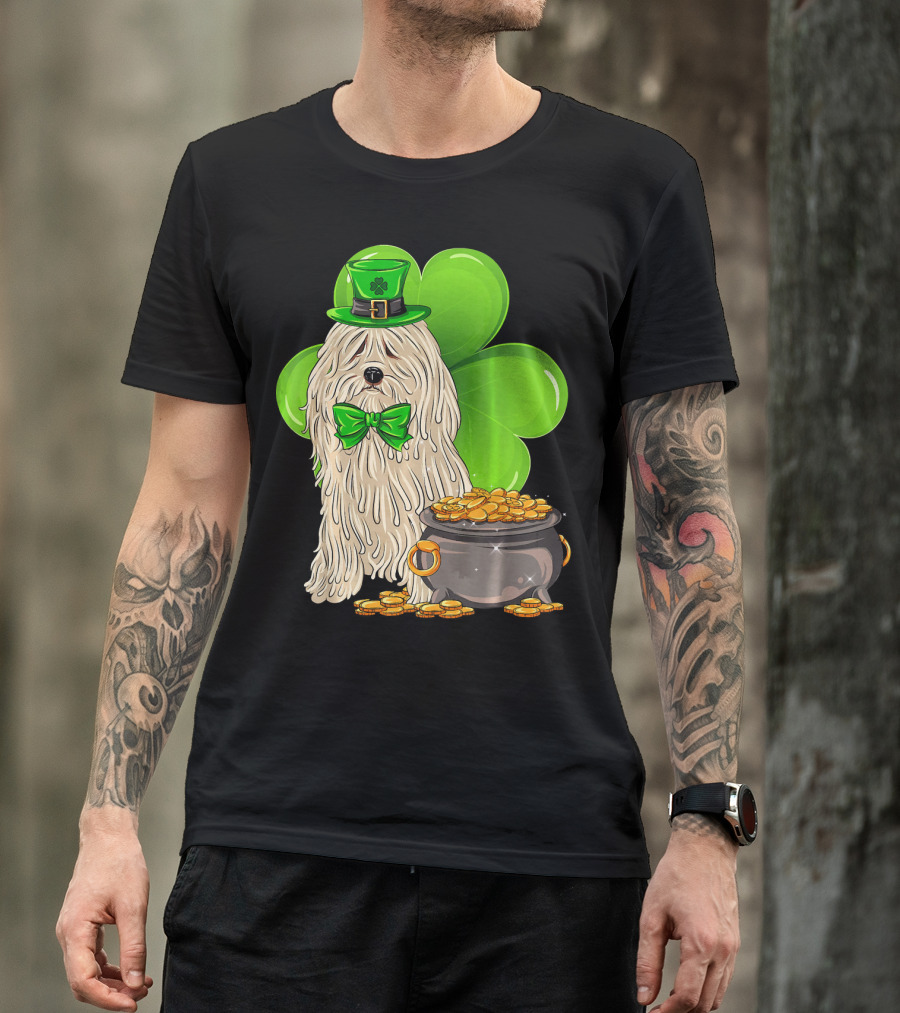 Puli Dog St Patricks Day Leprechaun With Pot Of Gold And Shamrock T-Shirt
